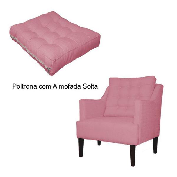 Imagem de Kit 2 Poltronas Decorativa Stefanie Suede Rosa Pés Madeira Mz Decor