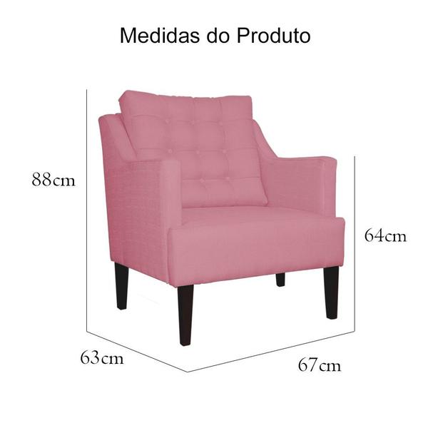 Imagem de Kit 2 Poltronas Decorativa Stefanie Suede Rosa Pés Madeira Mz Decor