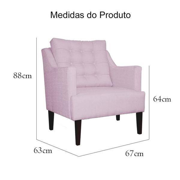 Imagem de Kit 2 Poltronas Decorativa Stefanie Suede Rosê Pés Madeira Mz Decor