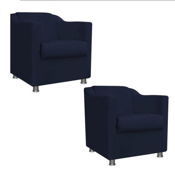 Imagem de Kit 2 Poltronas Decorativa Tila Sala de Estar Sala Suede Azul Escuro - Kimi Design