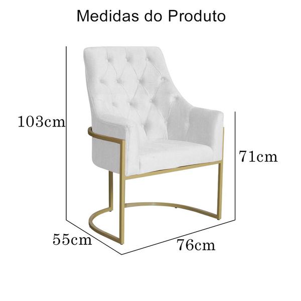 Imagem de Kit 2 Poltronas Decorativa Vick Couro Branco Base Dourada Mz Decor