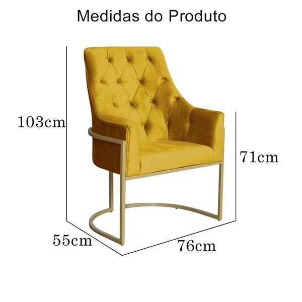 Imagem de Kit 2 Poltronas Decorativa Vick Veludo Amarelo Base Dourada Ms Decor