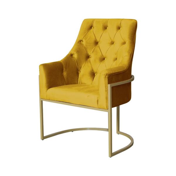 Imagem de Kit 2 Poltronas Decorativa Vick Veludo Amarelo Base Dourada Ms Decor