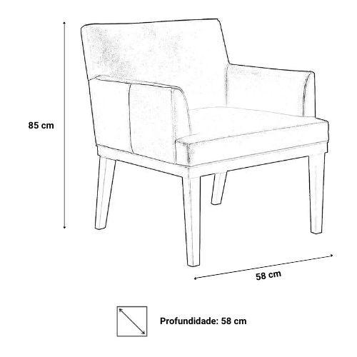 Imagem de Kit 2 Poltronas Decorativa Vitória Couro Amarelo Pés Madeira Mz Decor