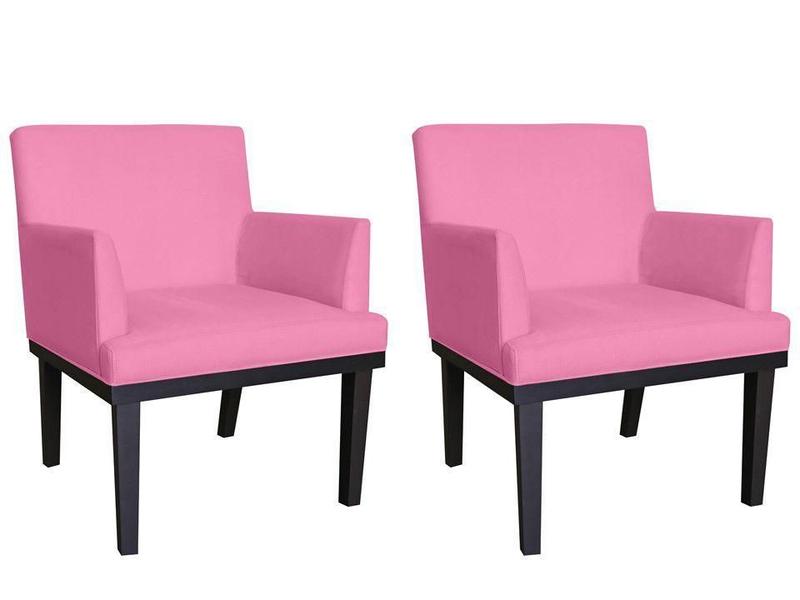 Imagem de Kit 2 Poltronas Decorativa Vitória Suede Rosa Pés Madeira Ms Decor