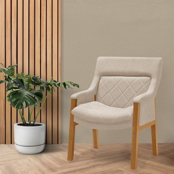 Imagem de Kit 2 Poltronas Decorativa Zara Prime Veludo Bege Base em Madeira Maciça