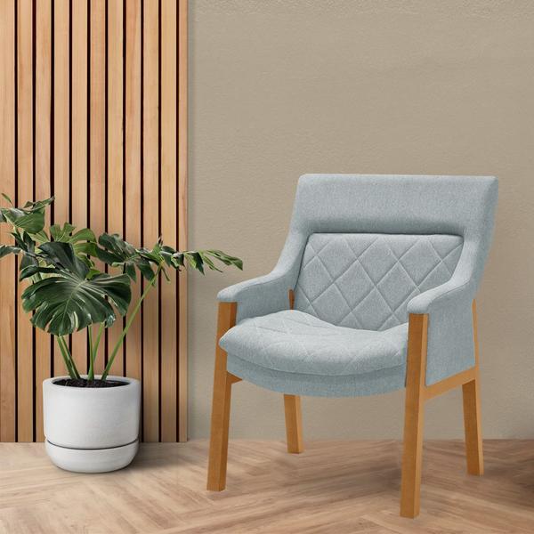 Imagem de Kit 2 Poltronas Decorativa Zara Prime Veludo Cinza Claro Base em Madeira Maciça