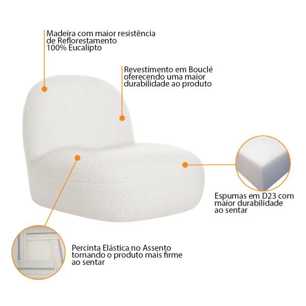 Imagem de Kit 2 Poltronas Decorativas Amsterdã Bouclé - Doce Sonho Móveis