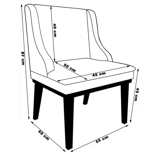 Imagem de Kit 2 Poltronas Decorativas Base Fixa de Madeira Firenze PU Bege/Preto G19 - Gran Belo