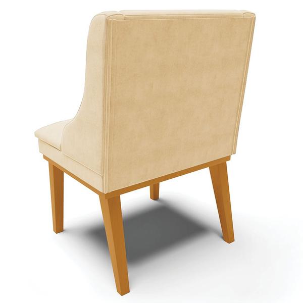 Imagem de Kit 2 Poltronas Decorativas Base Fixa de Madeira Firenze Suede Bege/Castanho G19 - Gran Belo