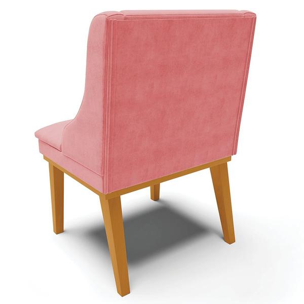 Imagem de Kit 2 Poltronas Decorativas Base Fixa de Madeira Firenze Suede Rose/Castanho G19 - Gran Belo