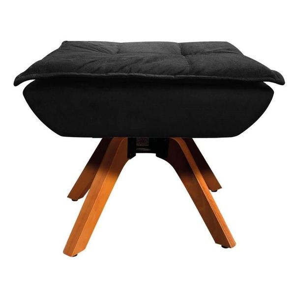 Imagem de Kit 2 Poltronas Decorativas Base Giratória Giromad Com Puff Opla Suede Preto - Ibiza