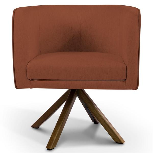 Imagem de Kit 2 Poltronas Decorativas Base Giromad Madeira Betina B-235 Linho Laranja - Domi