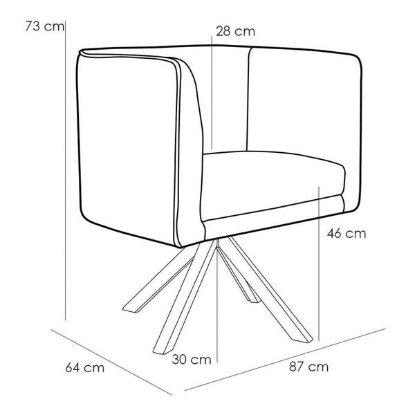 Imagem de Kit 2 Poltronas Decorativas Base Giromad Madeira Betina B-300 Veludo Preto - Domi