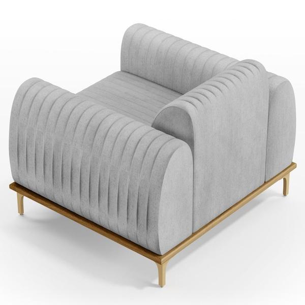 Imagem de Kit 2 Poltronas Decorativas Base Gold Molino D06 Linho D-315 Cinza  - Mpozenato