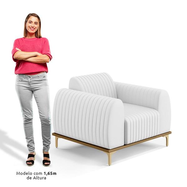 Imagem de Kit 2 Poltronas Decorativas Base Gold Molino D06 PU C-12 Branco - Mpozenato