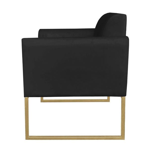 Imagem de Kit 2 Poltronas Decorativas Base Industrial Dourada Maressa S07 Suede Preto - Ibiza