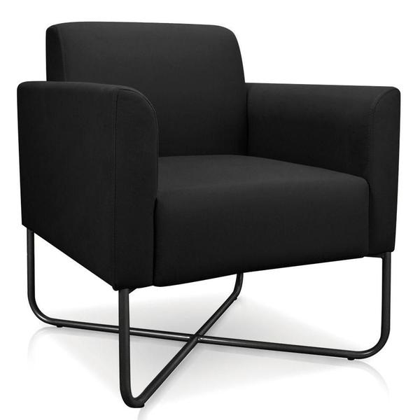 Imagem de Kit 2 Poltronas Decorativas Base Industrial X Preta Maressa S07 Suede Preto