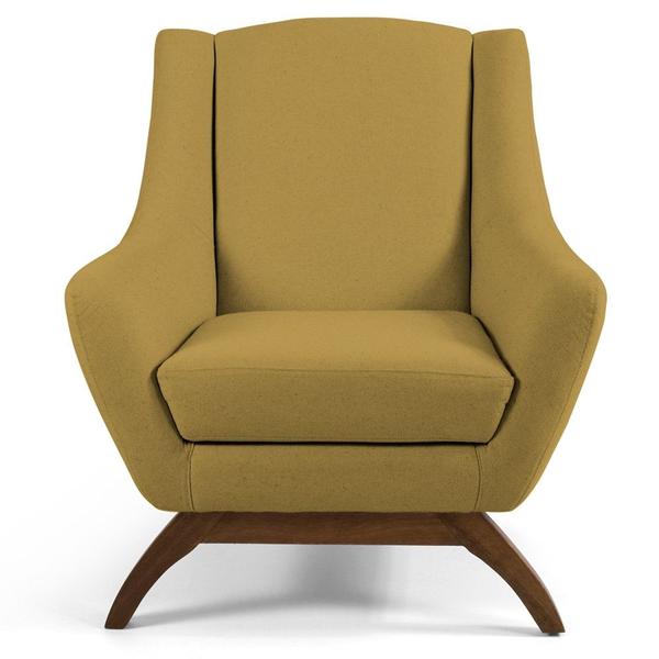 Imagem de Kit 2 Poltronas Decorativas Base Manu Madeira Juliet B-279 Veludo Amarelo - Domi