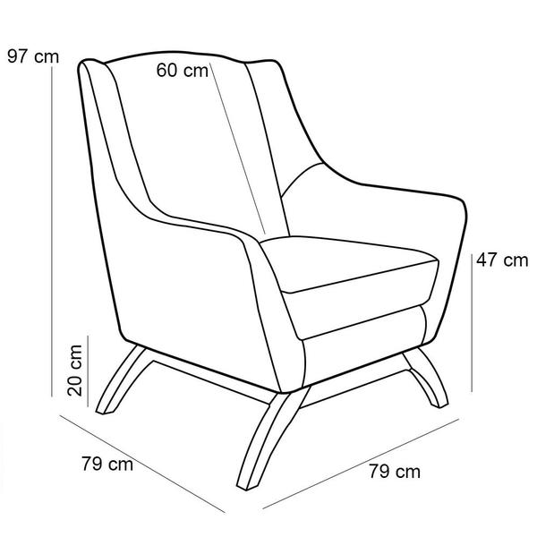 Imagem de Kit 2 Poltronas Decorativas Base Manu Madeira Juliet C-416 Linho Cinza - Domi