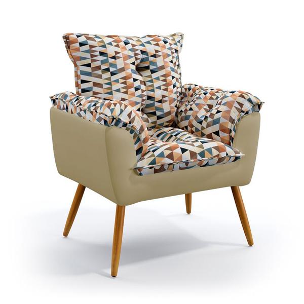 Imagem de Kit 2 Poltronas Decorativas Beta Sued Estampado Laranja com Bege Aradecor