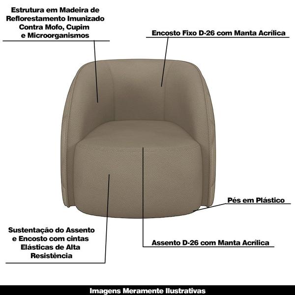 Imagem de Kit 2 Poltronas Decorativas Clarke PU Bege G45 - Gran Belo