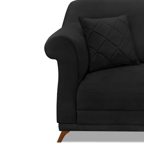 Imagem de Kit 2 Poltronas Decorativas com 2 Almofadas Armstrong Suede Preto G63 - Gran Belo