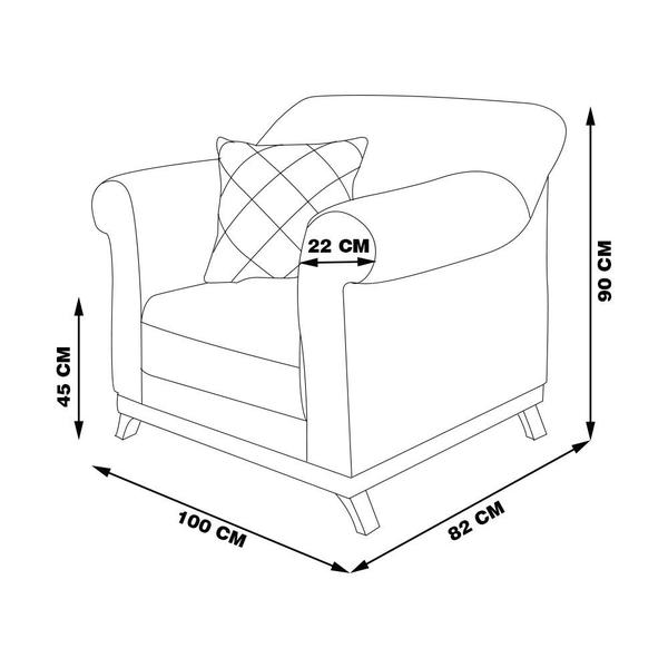 Imagem de Kit 2 Poltronas Decorativas com 2 Almofadas Armstrong Veludo Preto G63 - Gran Belo