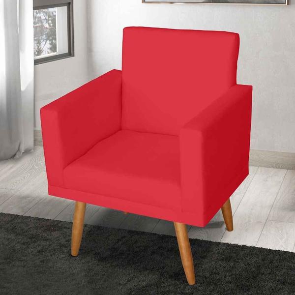 Imagem de Kit 2 Poltronas Decorativas com Estrutura Madeira Maciça Pés Palito Nina Vermelho  Mafer