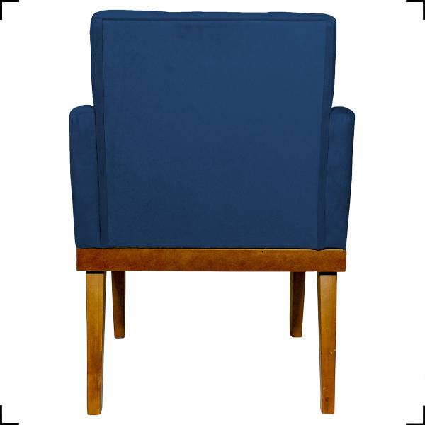 Imagem de Kit 2 Poltronas Decorativas Divine Base Reforçada de Madeira Suede Azul Marinho