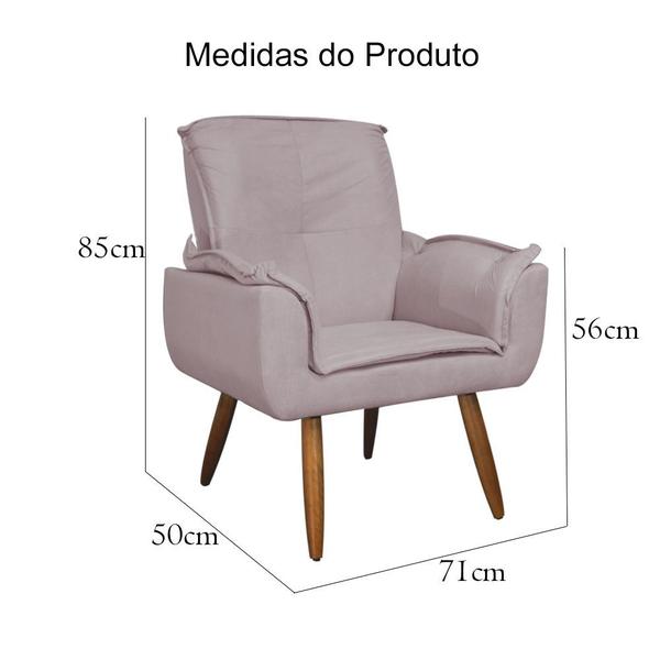 Imagem de Kit 2 Poltronas Decorativas Estofadas Pés Palito Emília Plus Suede Rose - DL Decor