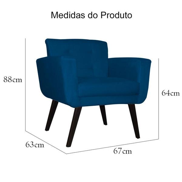 Imagem de Kit 2 Poltronas Decorativas Geovana Suede Azul Royal - Malta Decor