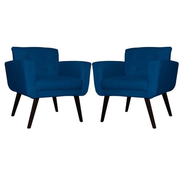 Imagem de Kit 2 Poltronas Decorativas Geovana Suede Azul Royal - Malta Decor