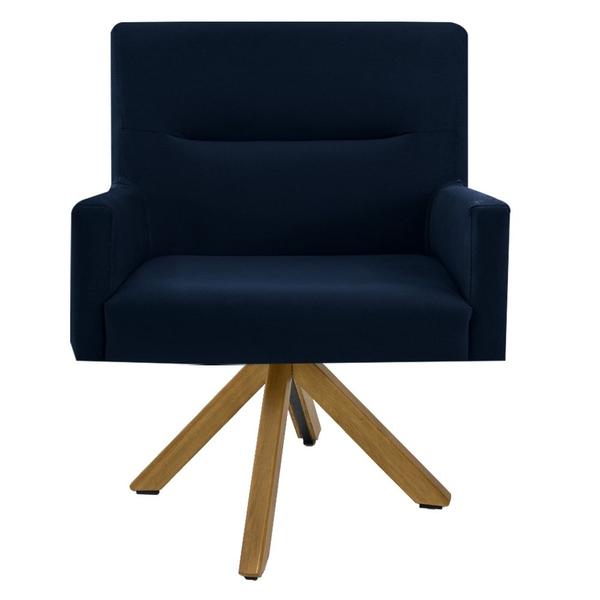 Imagem de Kit 2 Poltronas Decorativas Giratórias Base Giromad Madeira Angel B-304 Veludo Azul - Domi