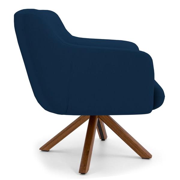 Imagem de Kit 2 Poltronas Decorativas Giratórias Base Giromad Madeira Jade B-304 Veludo Azul Marinho - Domi