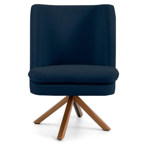 Imagem de Kit 2 Poltronas Decorativas Giratórias Base Giromad Madeira Pérsia Suede C-304 Azul Marinho - Domi