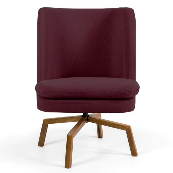 Imagem de Kit 2 Poltronas Decorativas Giratórias Base Ka Madeira Pérsia Suede C-278 Marsala - Domi