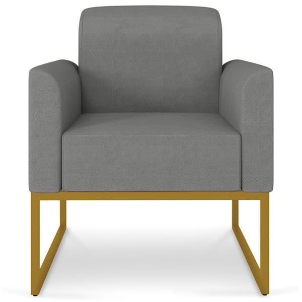 Imagem de Kit 2 Poltronas Decorativas Isabella Base Industrial Linho Grafite/Dourado G19