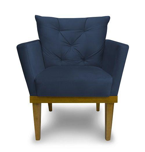 Imagem de Kit 2 Poltronas Decorativas Julia Suede Azul Marinho - Meu Lar Decorações