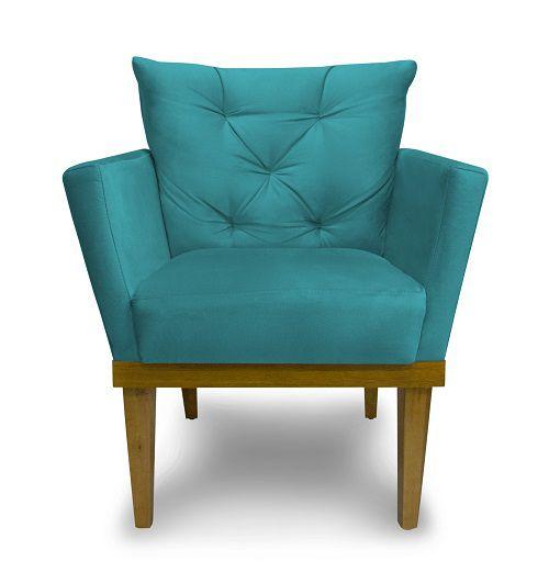 Imagem de Kit 2 Poltronas Decorativas Julia Suede Azul Turquesa - Meu Lar Decorações