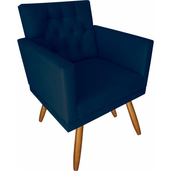 Imagem de Kit 2 Poltronas Decorativas Larah Sala Suede Azul Marinho