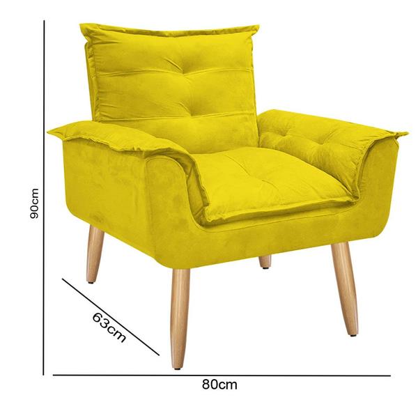 Imagem de Kit 2 Poltronas Decorativas Lidi Suede Amarelo Pés Palito Caramelo para Sala de Estar Luxo - Bela Decor