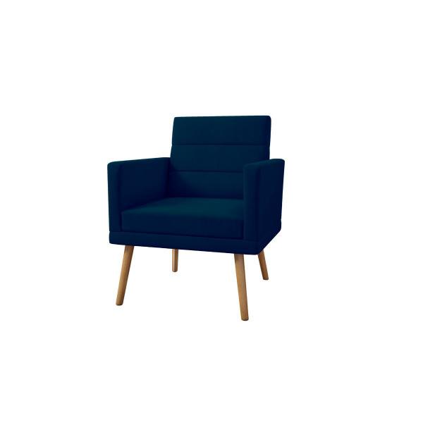 Imagem de Kit 2 Poltronas Decorativas Lux Suede Azul Marinho