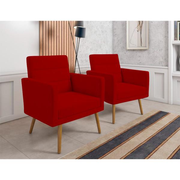 Imagem de Kit 2 Poltronas Decorativas Lux Suede Vermelho