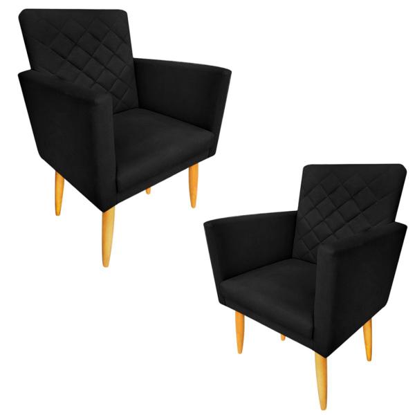 Imagem de Kit 2 Poltronas Decorativas Maitê  Matelassê Suede Preto