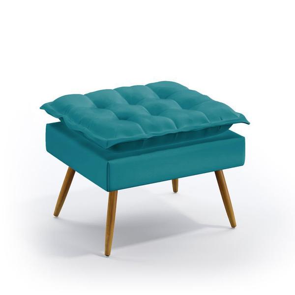 Imagem de Kit 2 Poltronas Decorativas Namoradeira Opala com Puff Lunar Sued Azul Turquesa Aradecor