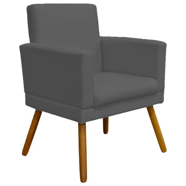 Imagem de Kit 2 Poltronas DECORATIVAS NINA COM BASE SUEDE CINZA PÉ CASTANHO - CLIQUE E DECORE