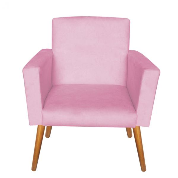 Imagem de Kit 2 Poltronas Decorativas Nina e 1 Puff Aramado Suede Rose - Móveis Mafer