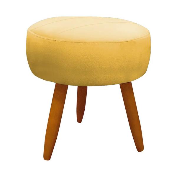 Imagem de Kit 2 Poltronas Decorativas Nina e Puff Veludo Amarelo VS Decor