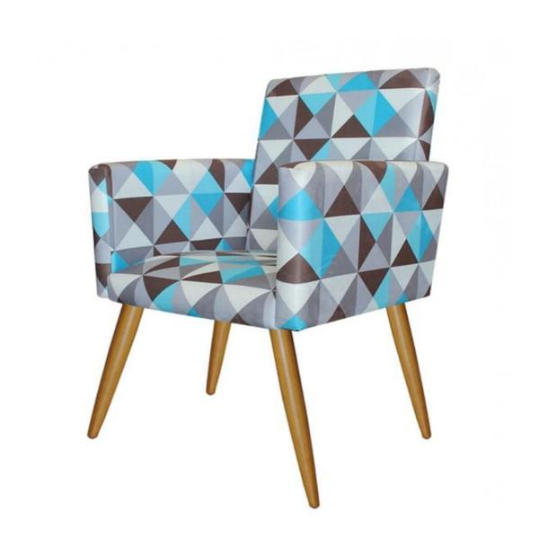 Imagem de Kit 2 Poltronas Decorativas Nina Estampado Triangulo Azul - Móveis Mafer